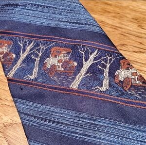 Vintage Car Patterned Blue Tie Model-T Vintage Tie